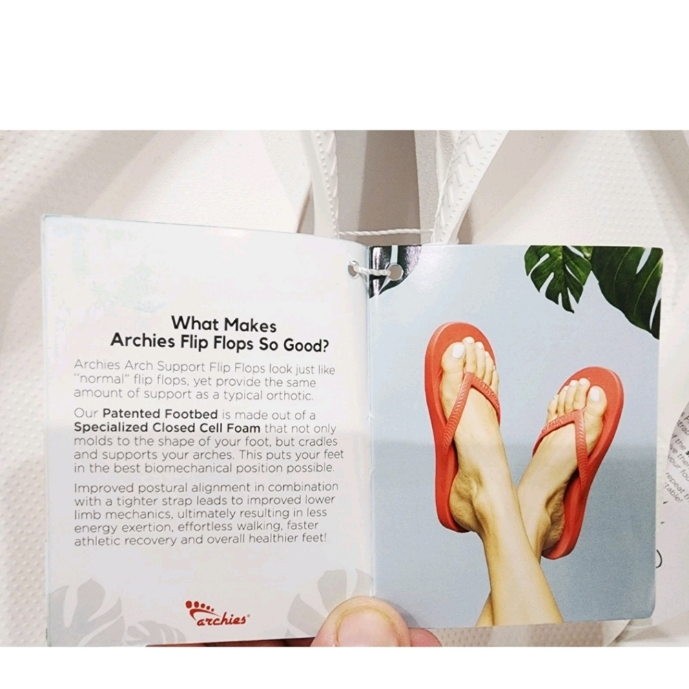 Archies Arch Support Thong WHITE LEATHER Flip Flops Sandal Men 10 Women 11 New - Picture 13 of 16